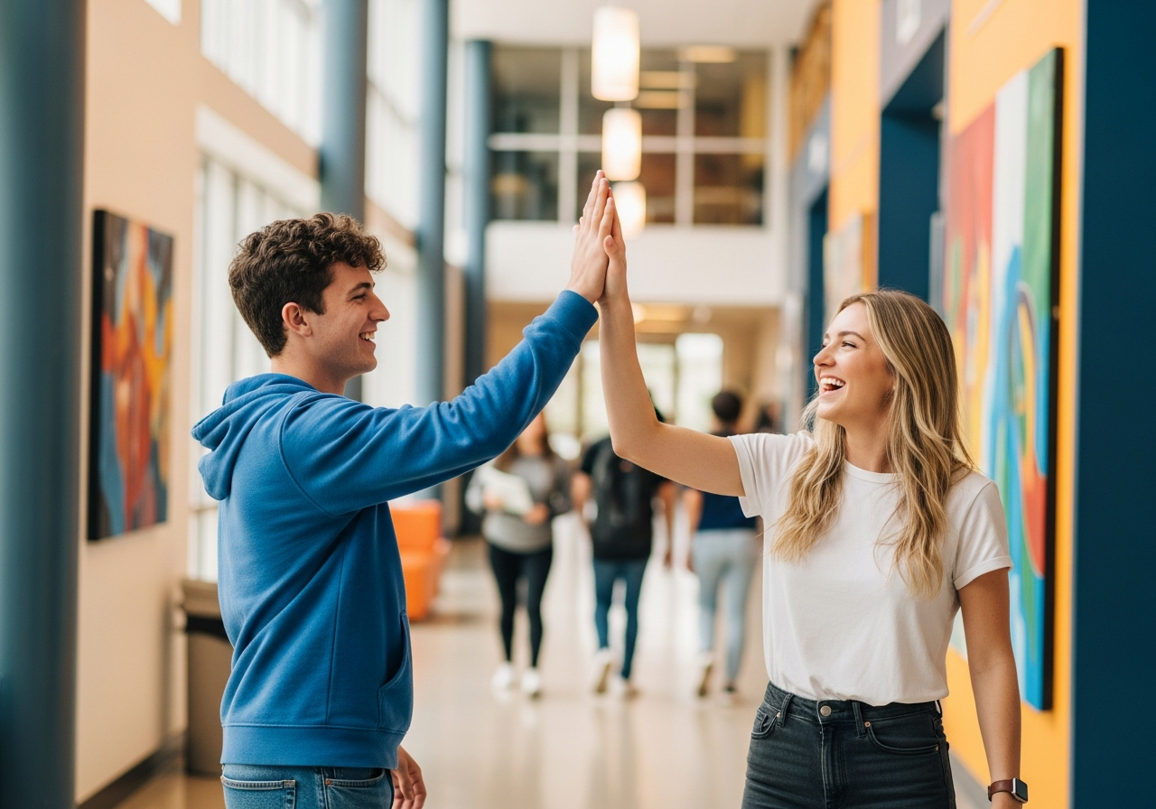Students celebrating together